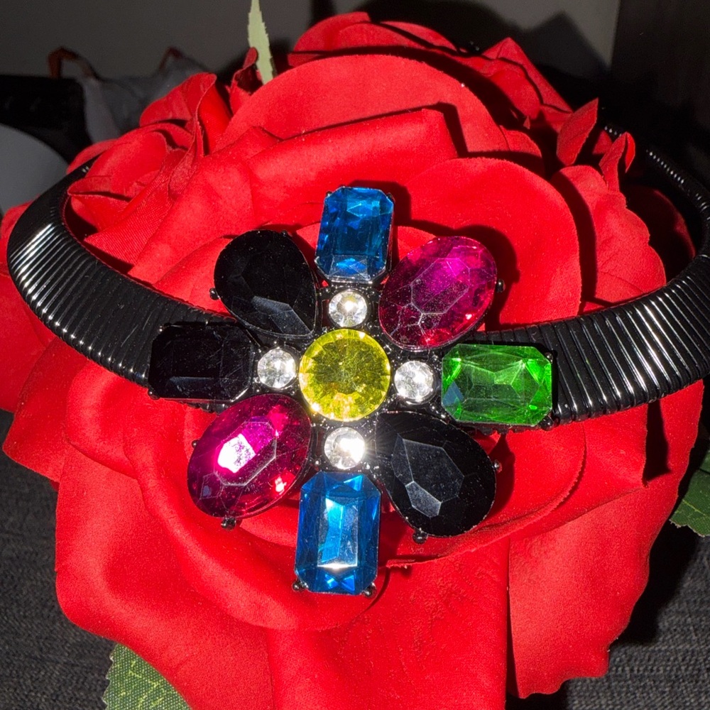 Colorful Gemstone Flower Necklace